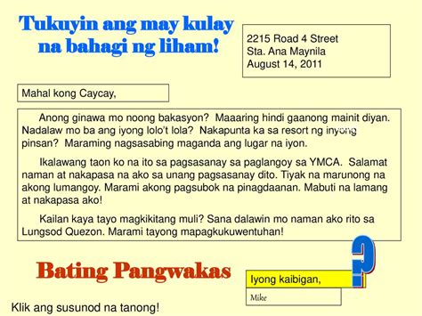 Gawain sa Pagkatuto Bilang 4: Sumulat ng isang liham na.